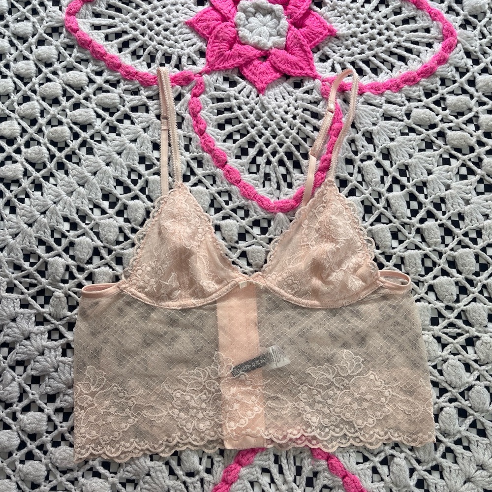 Rampage Blush Lace Longline Bralette